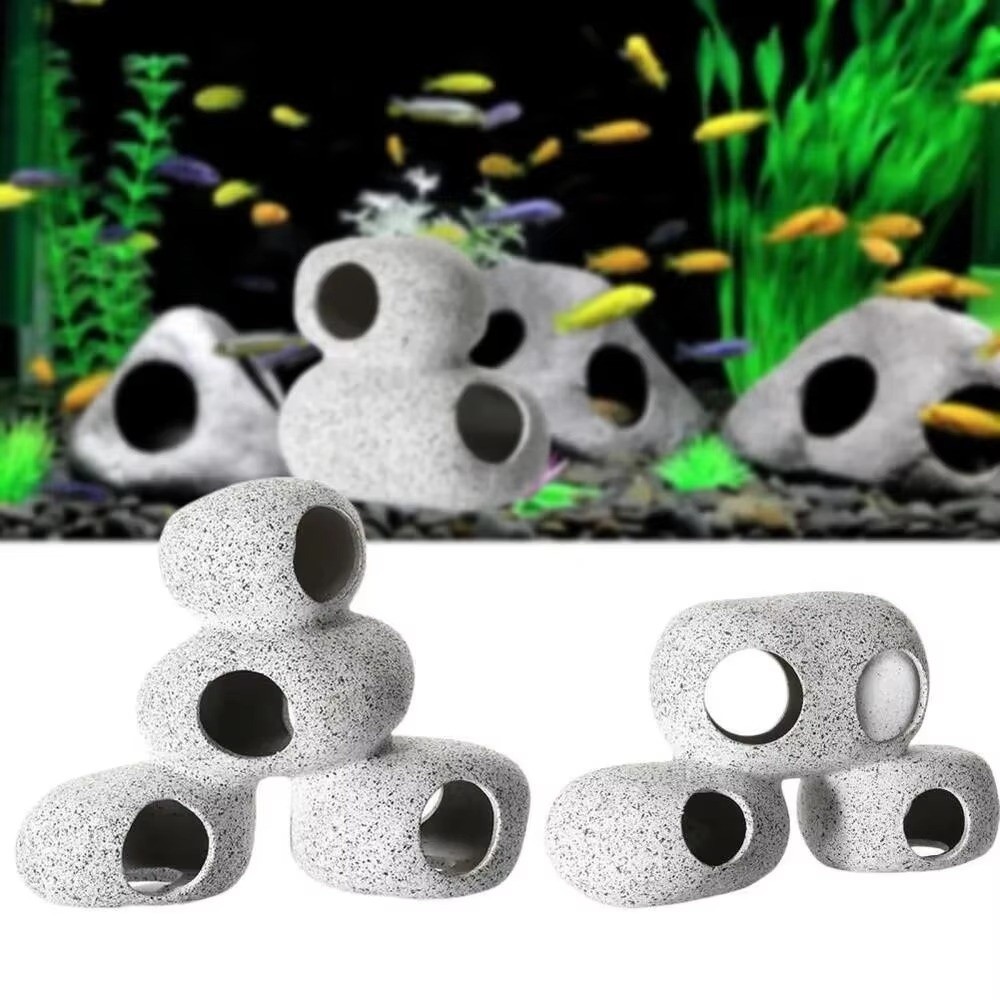Aquarium Fish Hide - Purple Clay Aquarium Hideaway Rock Natural