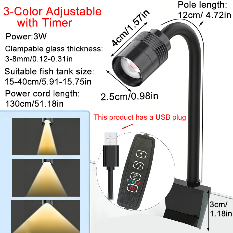 Aquarium Fish Colorful - 3W South American Aquarium Spotlight 3-Color