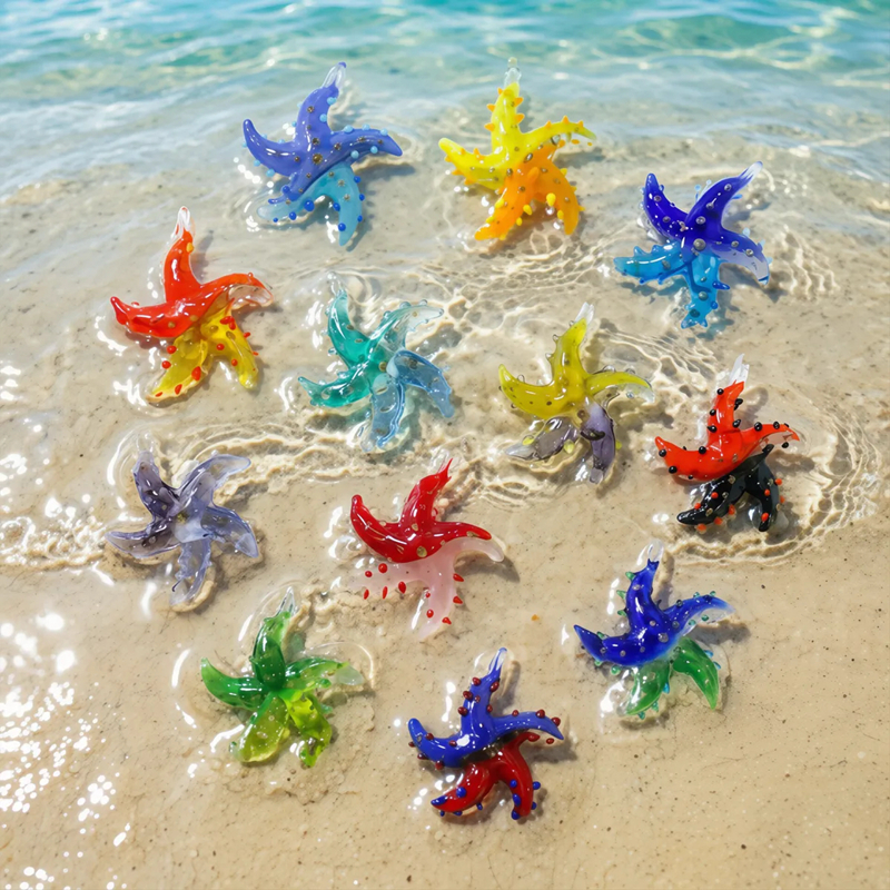 Aquarium Fish Colorful - Mini Glass Starfish Pendant Colorful Cute