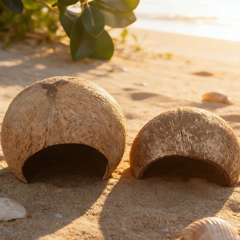 Aquarium Fish Hide - Coconut Hut Decor for Aquarium &