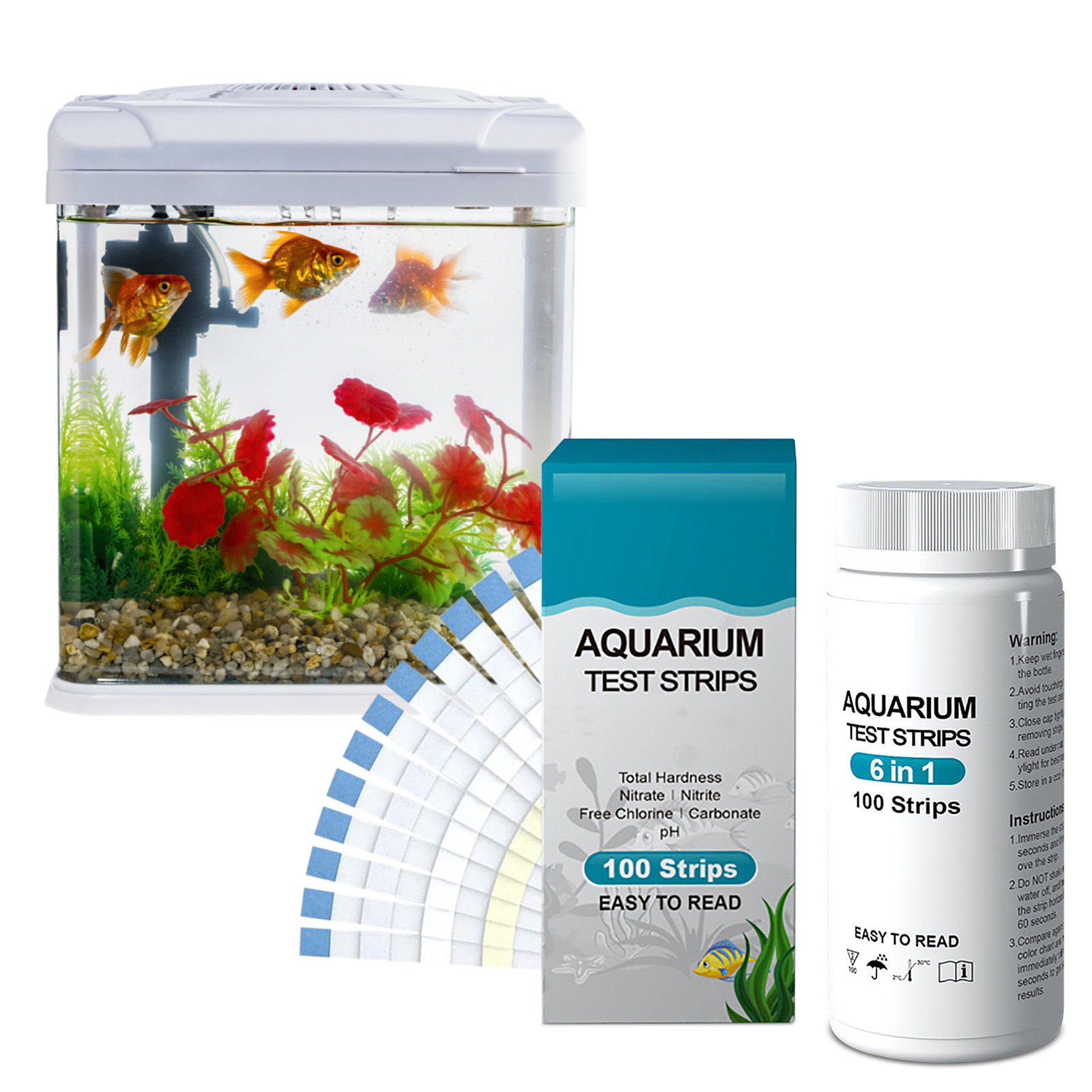 Aquarium Fish In Pond - 100pcs 6-in-1 Water Quality Test Strips