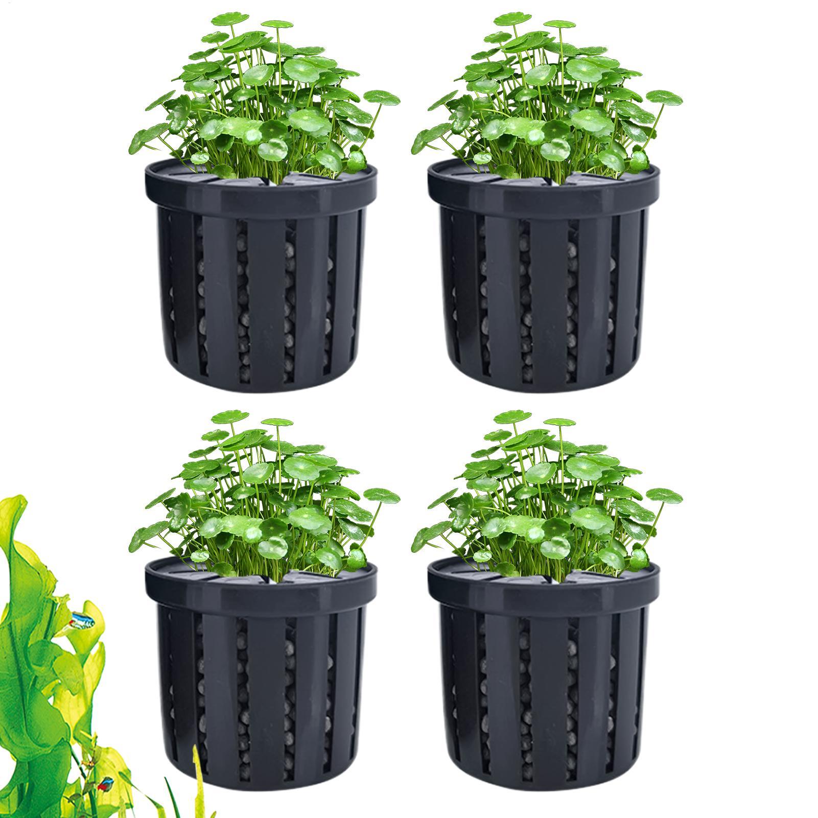 Aquarium Fish Pot - 4 Pieces Aquarium Planter Pot with
