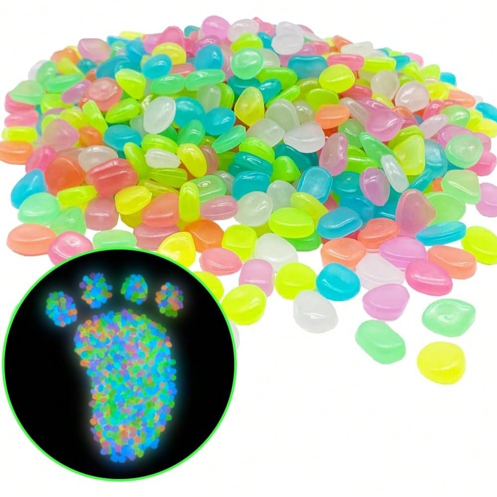 Aquarium Fish Colorful - 500 PCS Multi-Color Glow Pebbles,Glow Stones,Glowing