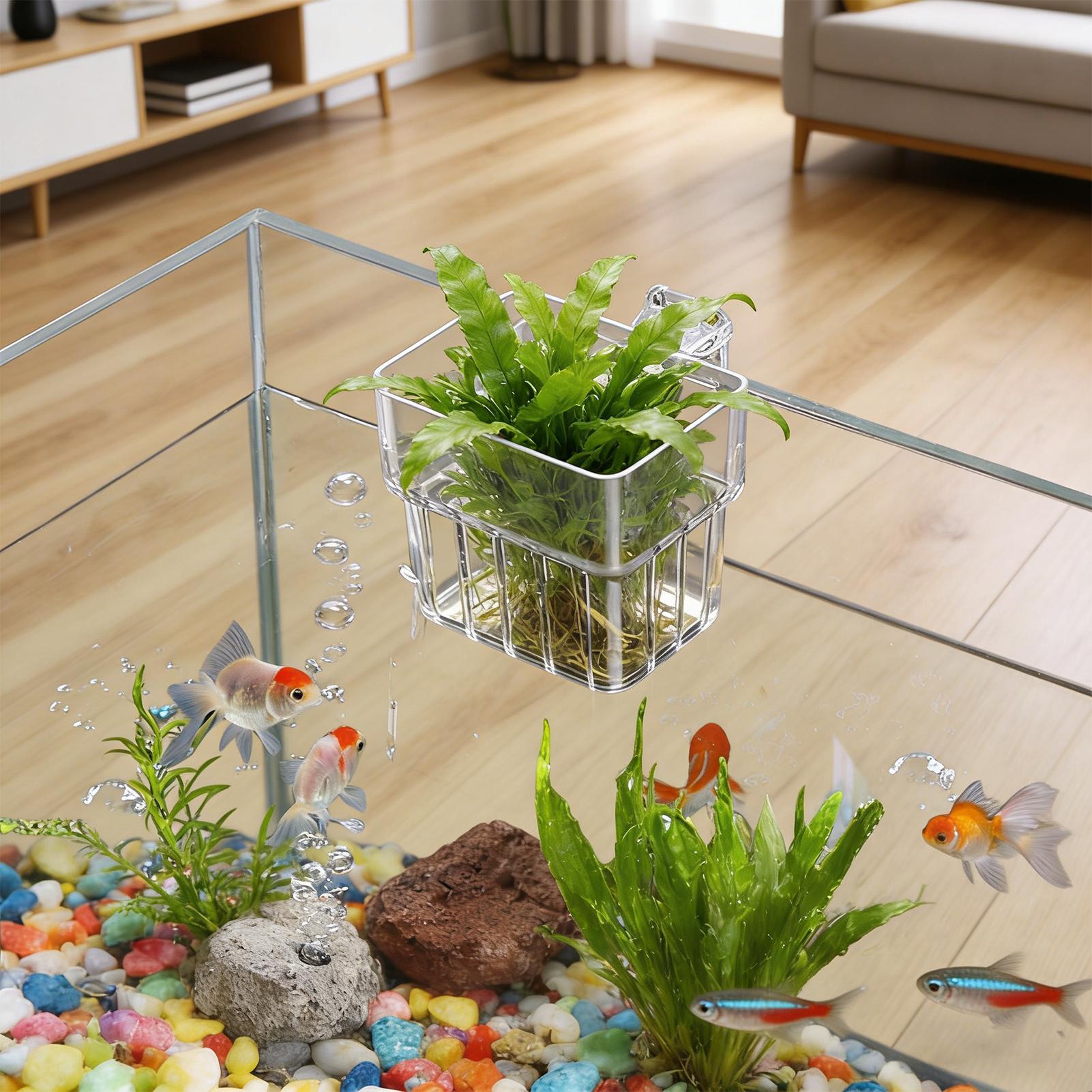 Aquarium Fish Pot - Transparent Hangable Aquarium Plant Holder Pot