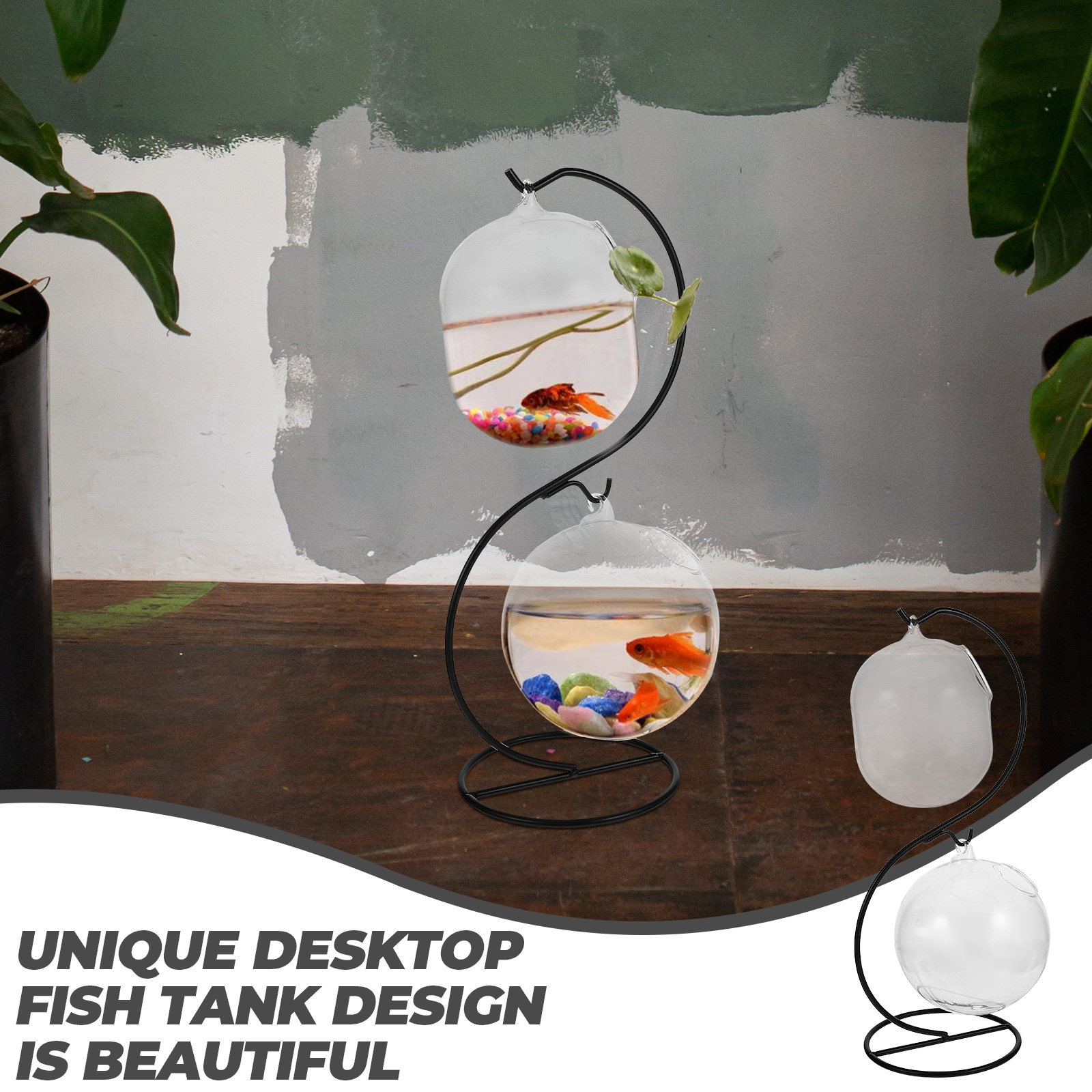 Fish Aquarium Home - 1Set Creative Desktop Fish Tank Glass