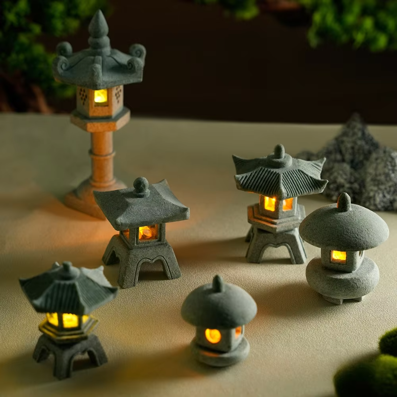 Mini Pagoda Lantern Light Gard - Fish Aquarium Home ulasan dan harga