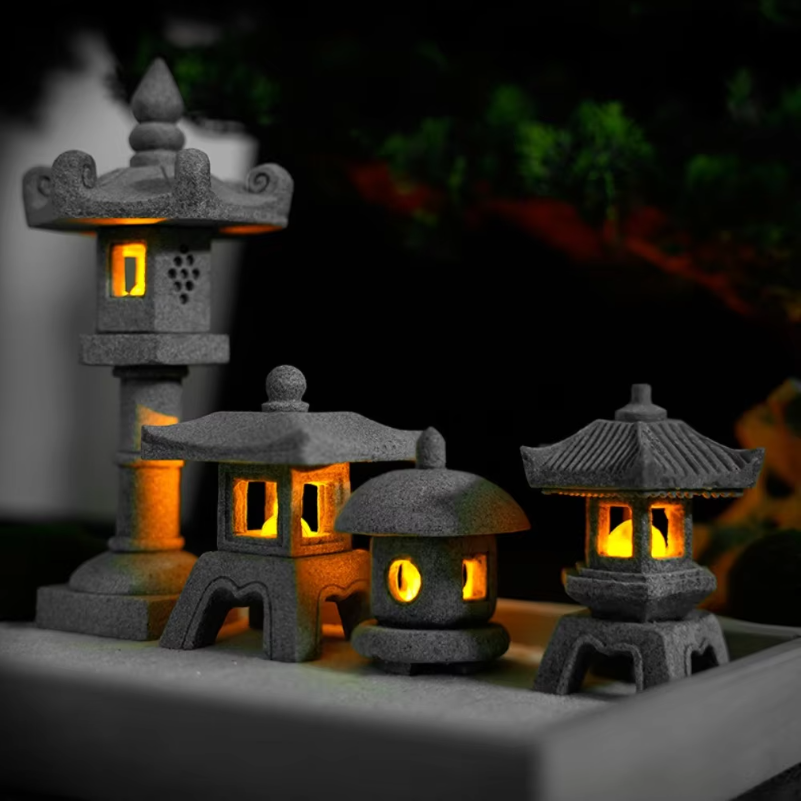 Mini Pagoda Lantern Light Gard - Fish Aquarium Home ulasan dan harga