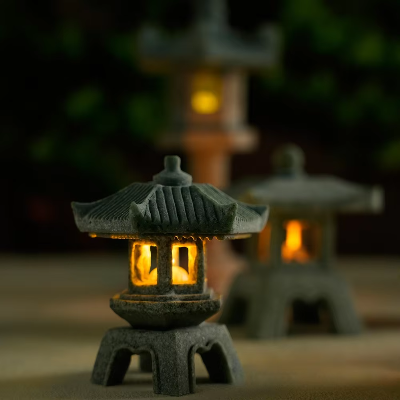 Mini Pagoda Lantern Light Gard - Fish Aquarium Home ulasan dan harga