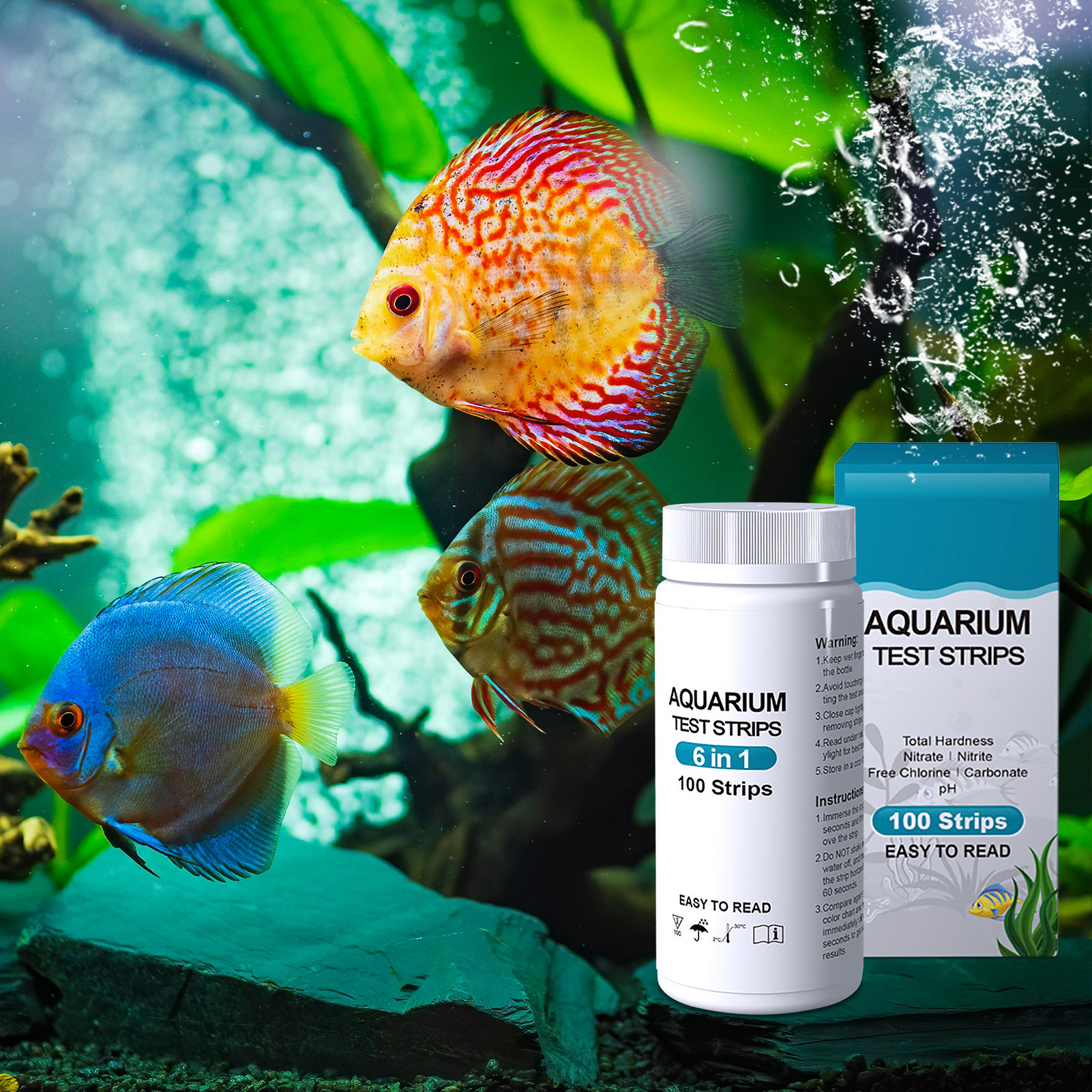 100pcs 6-in-1 Water Quality Te - Aquarium Fish In Pond ulasan dan harga
