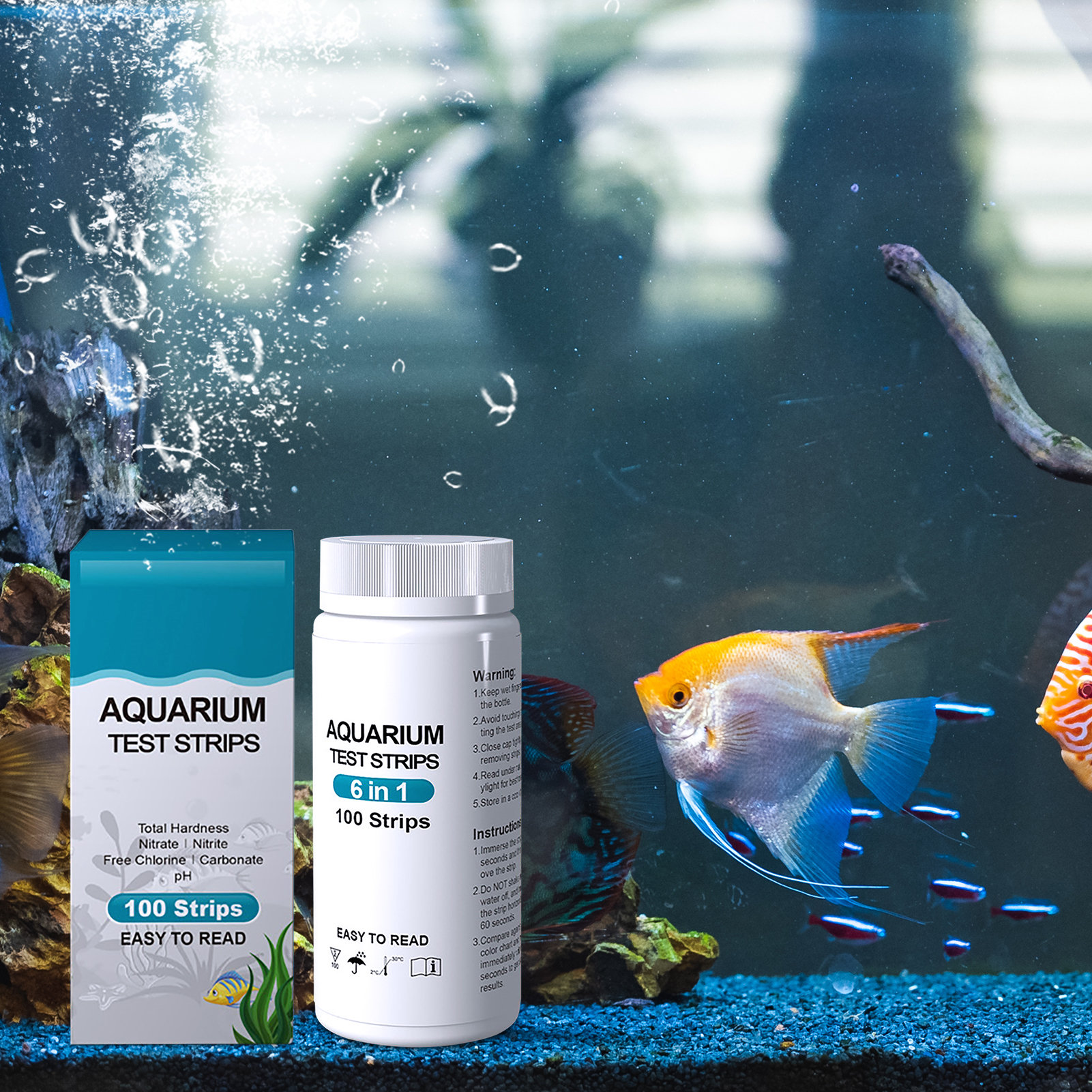 100pcs 6-in-1 Water Quality Te - Aquarium Fish In Pond ulasan dan harga