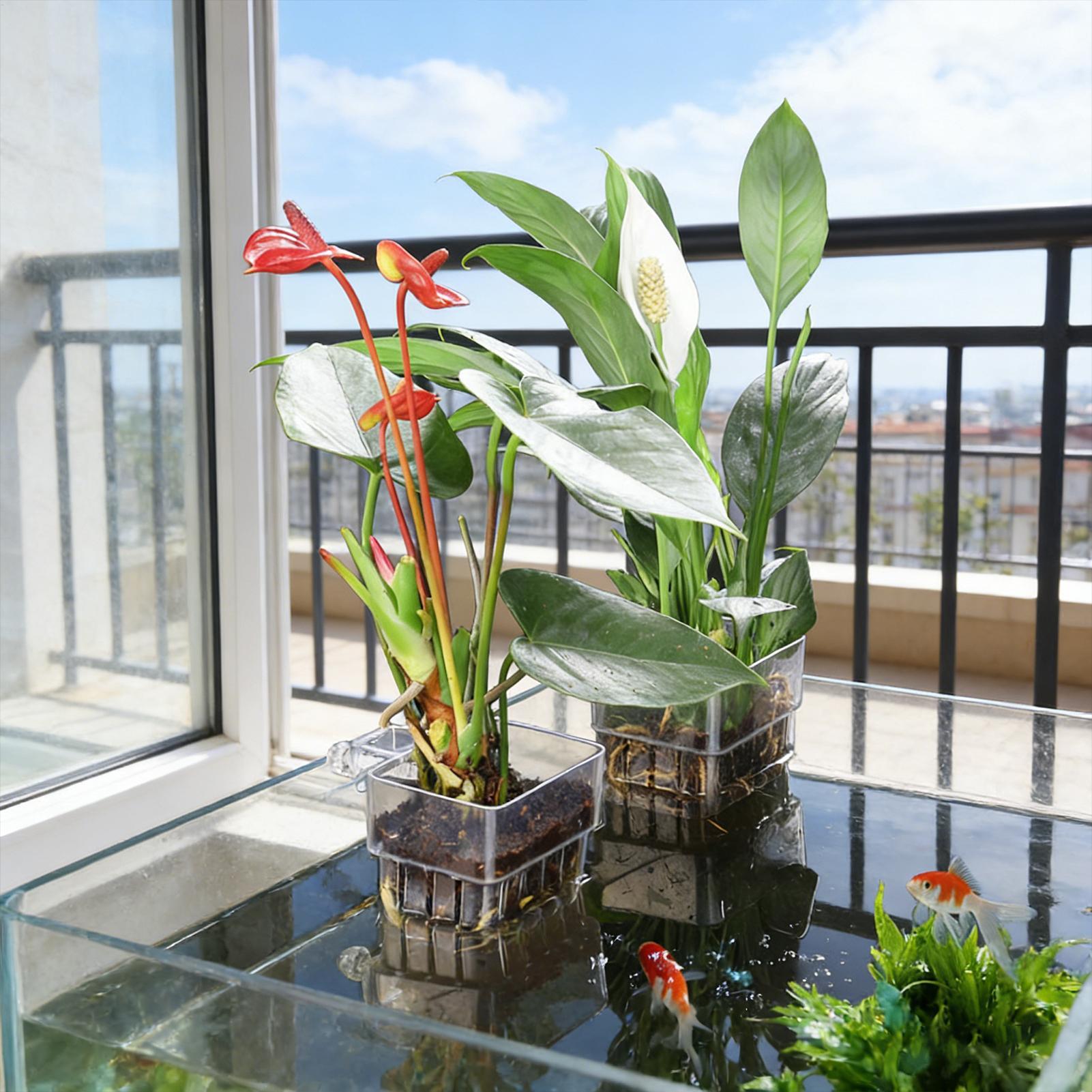 Aquarium Plant Basket Transpar - Aquarium Fish Pot ulasan dan harga