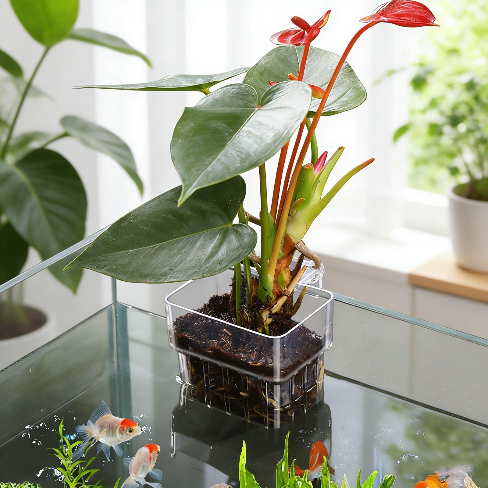 Aquarium Plant Basket Transpar - Aquarium Fish Pot ulasan dan harga