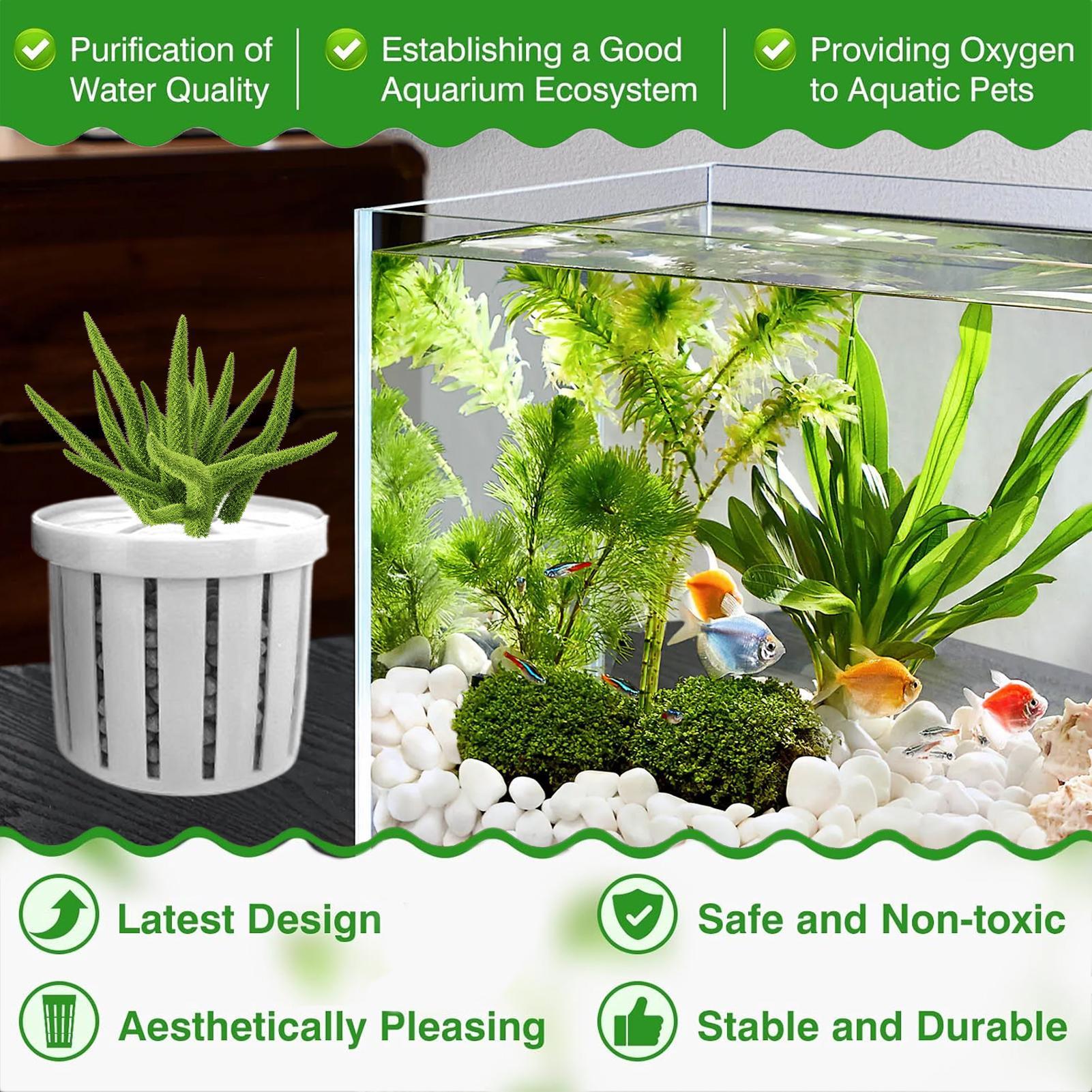 4 Pieces Aquarium Planter Pot  - Aquarium Fish Pot ulasan dan harga