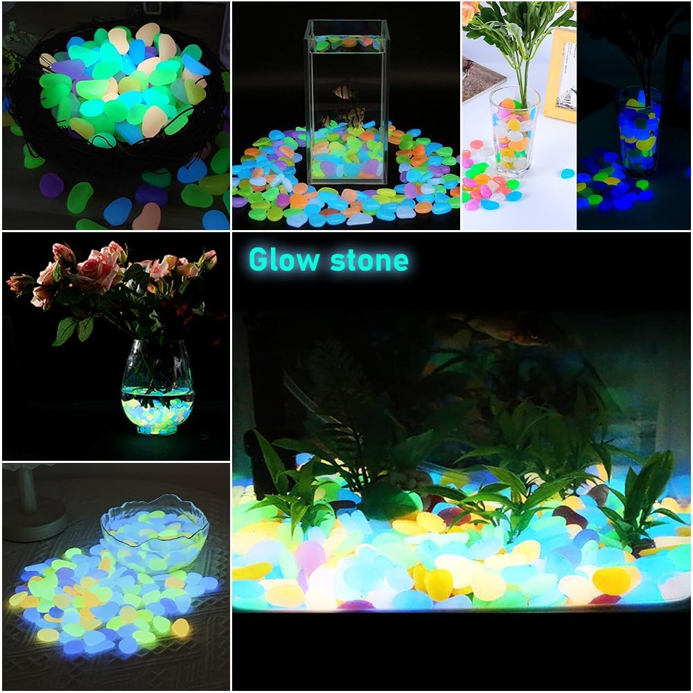 500 PCS Multi-Color Glow Pebbl - Aquarium Fish Colorful ulasan dan harga