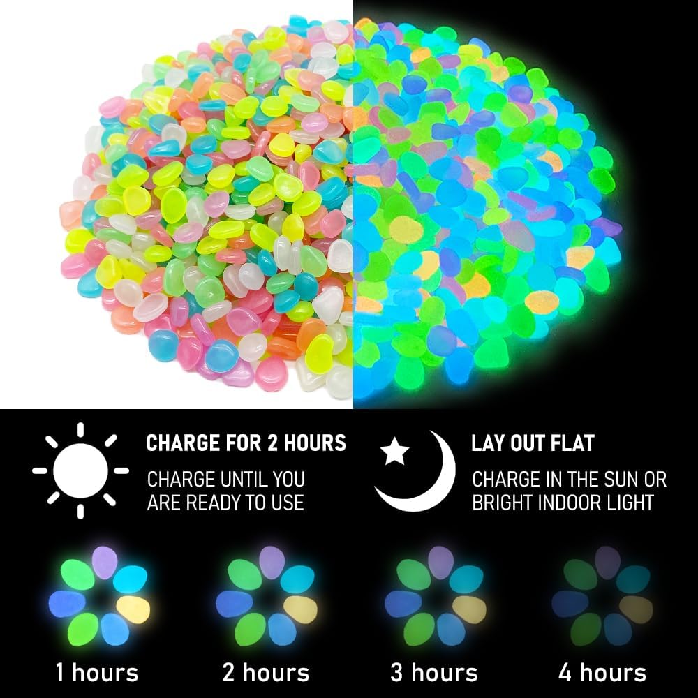 500 PCS Multi-Color Glow Pebbl - Aquarium Fish Colorful ulasan dan harga