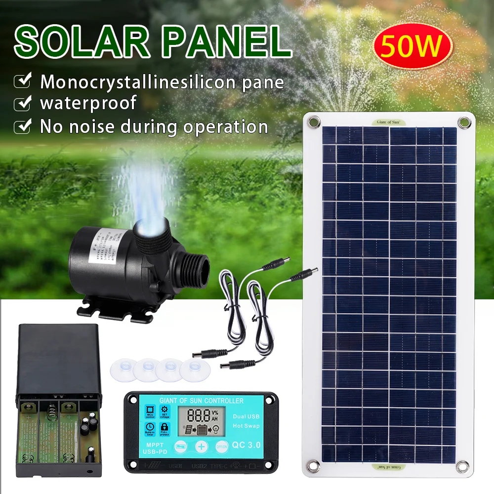 50W Solar Power Water Pump Set - Aquarium Fish In Pond ulasan dan harga