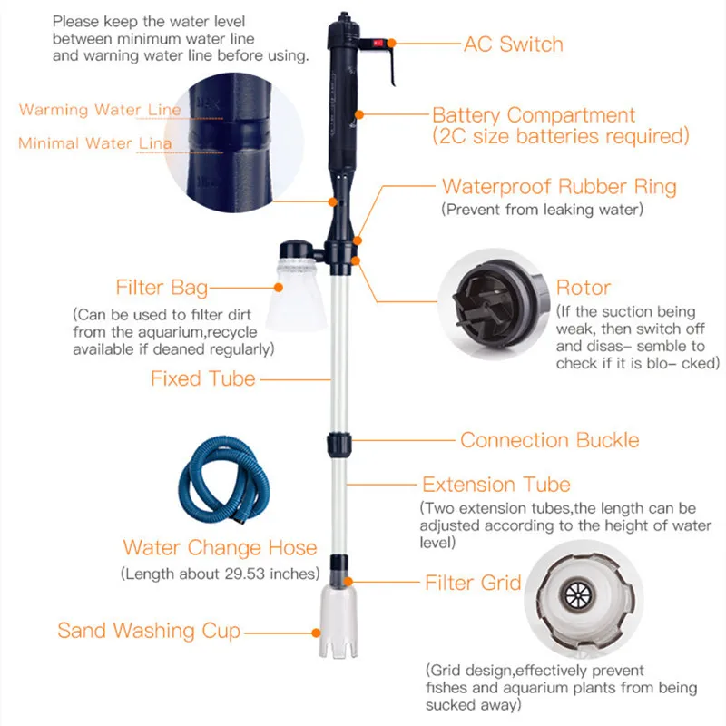 Electric Water Changer Vacuum  - Aquarium Fish Waste Collector ulasan dan harga
