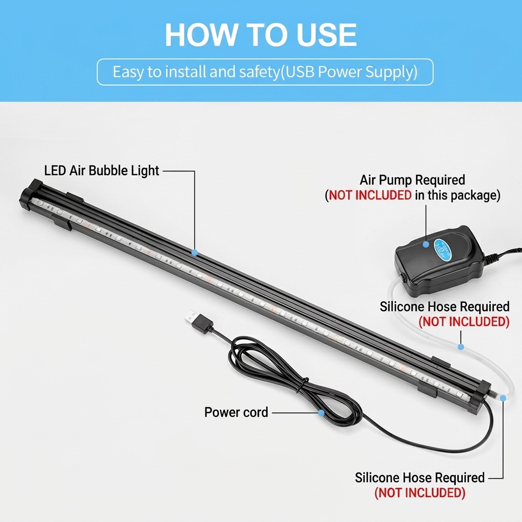 USB LED Aquarium Air Bubble Li - Aquarium Fish Colorful ulasan dan harga